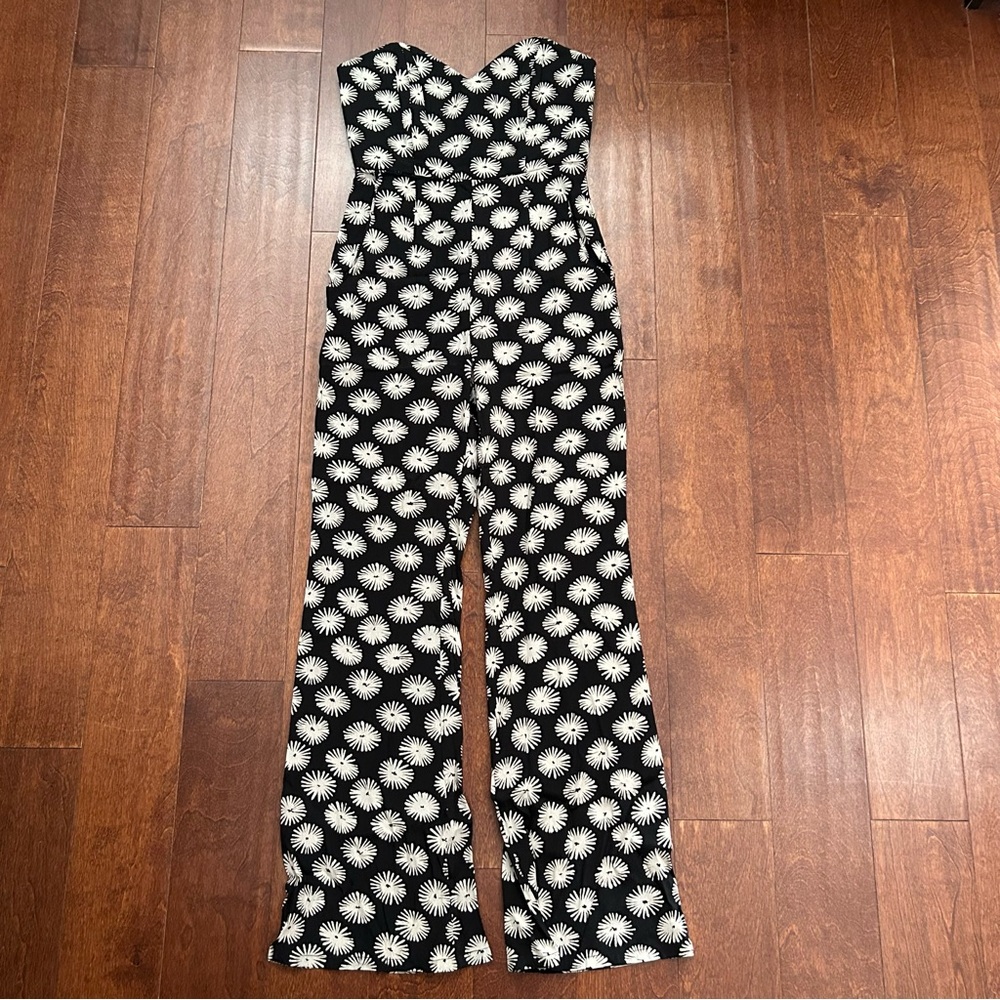 Free People / Stone Cold Fox Black and White Floral Jumpsuit
